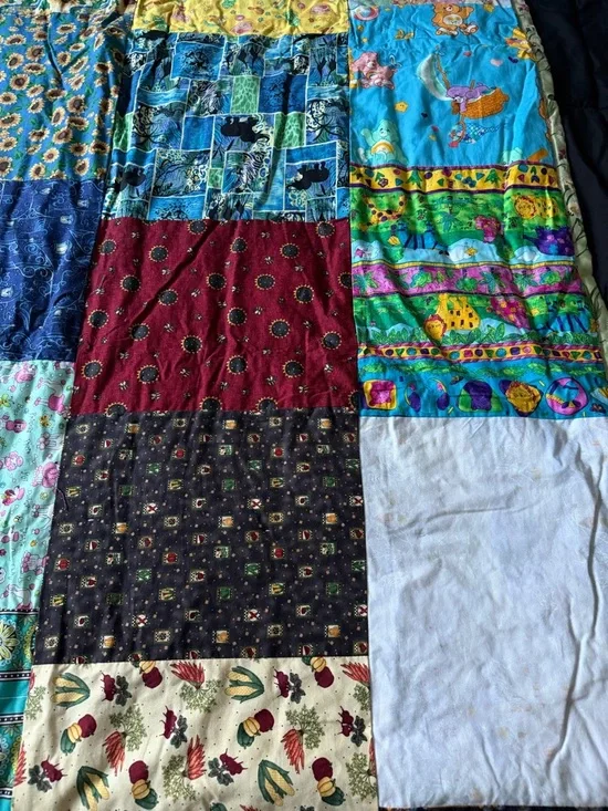 Adorable Patchwork Quilted Throw Blanket w/ Care Bear, Paddington Bear - Picture 3 of 15